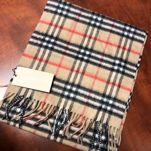 Burberry Classic Check Camel Cashmere Scarf